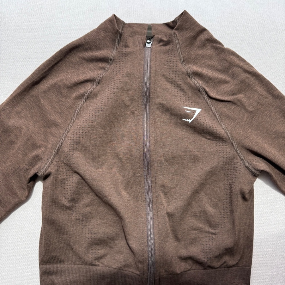 Gymshark Vital Seamless Midi Zip Up Jacket | Expresso Marl